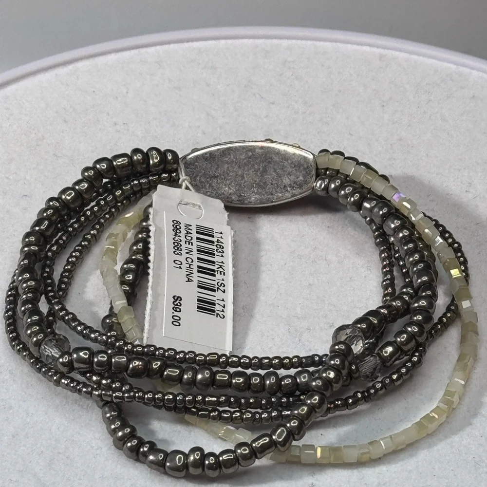 J Jill Hematite Marquisite Beaded Stretch Statement Bracelet - Picture 7 of 9